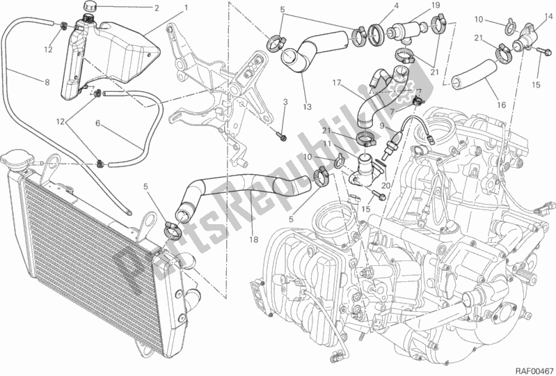 All parts for the Cooling Circuit of the Ducati Multistrada 1200 S Touring D-air 2014
